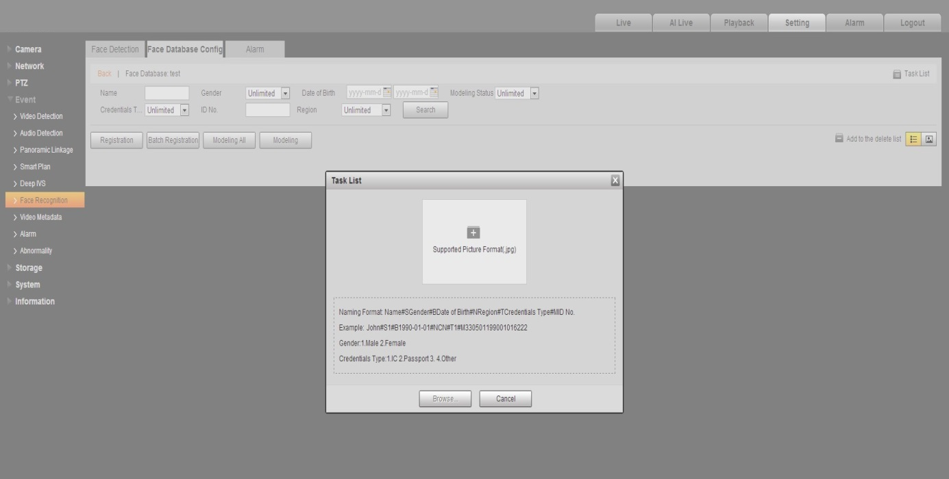 Gesichtsbilder gesammelt importieren (Batch Registration)
