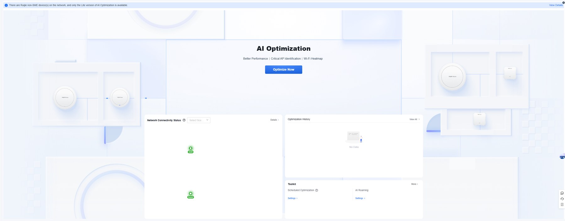 AI Optimization in Ruijie Cloud: Optimize Now, zeitgesteuerte Optimierung und AI Roaming